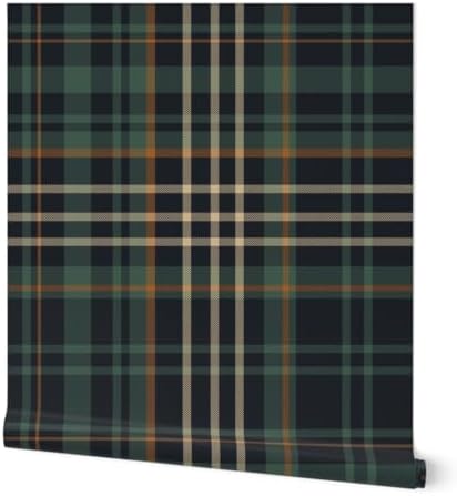 Spoonflower Autumn Plaid Dark Peel and Stick Wallpaper by Spoonflower