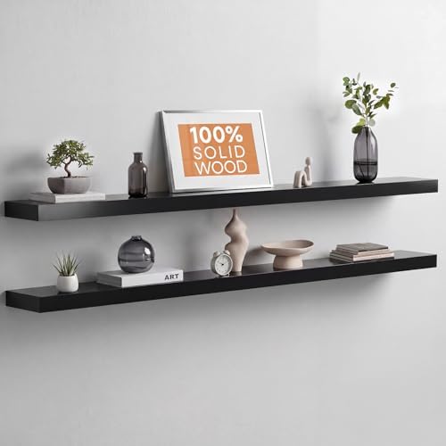 Homeforia 60 Inch Floating Shelves, High-End Solid Pine Wood by Homeforia