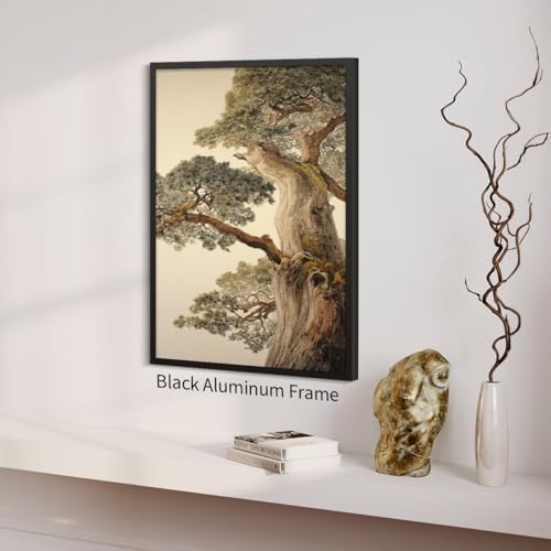 Vintage Japanese Pine Tree Black Framed Wall Art Oriental Asian Tree Canvas - Image 5