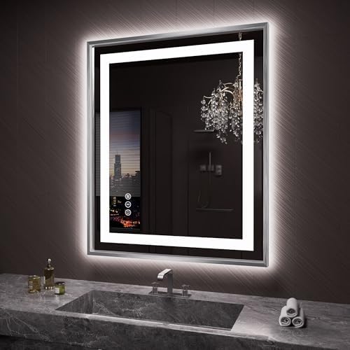 Amorho LED Bathroom Mirror 36"X30", Front Light and Backlit by Amorho