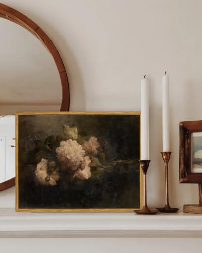 KBKBART Framed Moody Floral Wall Art, Gothic Dark Flower Painting 16x24inch - Image 2