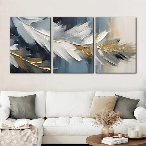 Pacimo Abstract Canvas Wall Art, Feather Pictures Modern Wall Decor - Image 2