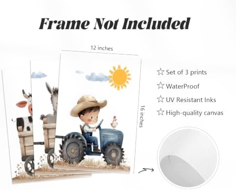 Farm Nursery Animal Wall Art Decor Baby Kids Room Poster Boy Tractor Prints - Image 2