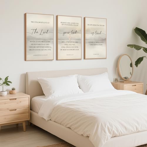 HLNIUC Christian Scripture Framed Wall Art Set of 3, The Lord Your God Is Good - Image 6