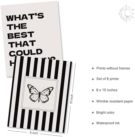 Habseligkeit Black Abstract Wall Art Prints Butterfly Poster 8x10 Set of 6 - Image 4