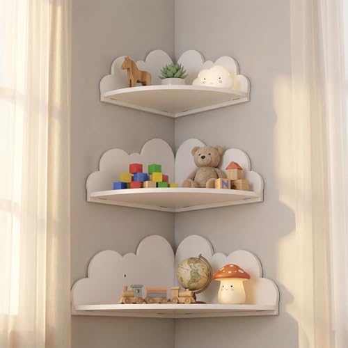Novabright 3 Pack Cloud Floating Corner Shelves, 9/10/12 Inch Wall Mounted - Image 6