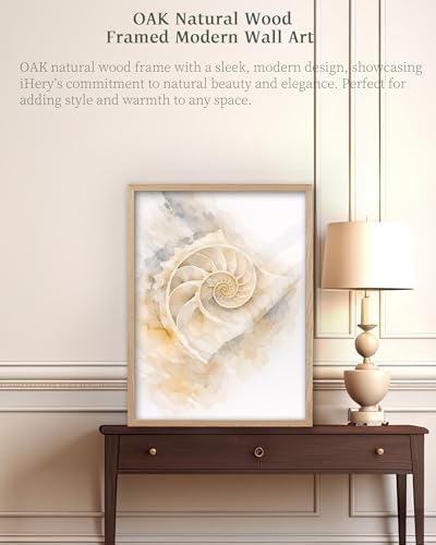 iHery 12x16in Nautilus Shell Framed Coastal Wall Art - Image 3