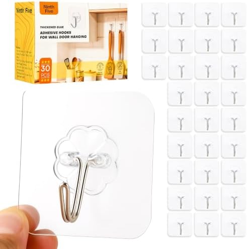 Ninth Five 30 Pack Adhesive Wall Hooks by NinthFive