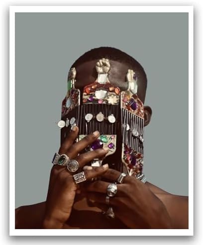 Man Portrait Wall Art Black Men Art Afro King Poster 16x20 Inch Unframed by Unknown