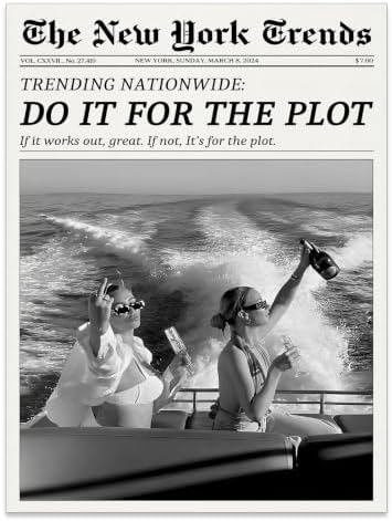 Trendy Newspaper Canvas Wall Art 12x16in Unframed Black And White Prints by Unknown