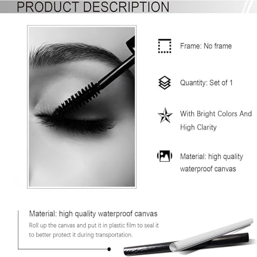 Black And White Magazine Cover Posters Female Eyelashes Canvas Wall Art - Image 2