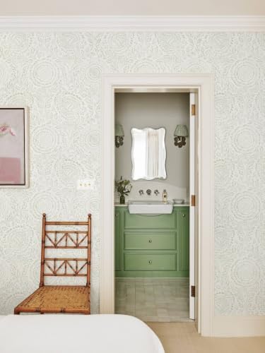 Ismoon Green Peel and Stick Wallpaper Boho Floral Contact Paper 17.3x393in - Image 6