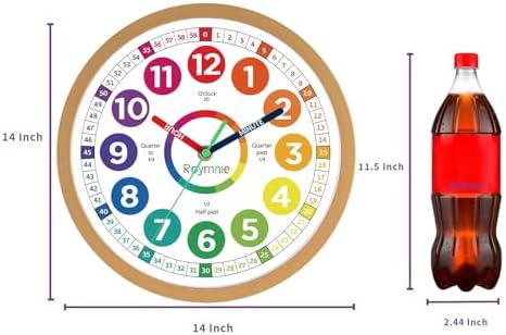 Roymnie 14" Wall Clock for Kids Learning Silent Battery Operated Teaching - Image 2