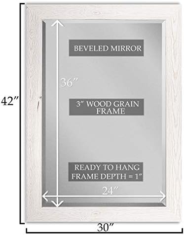 Renditions Gallery Rectangular Brite White Wood Framed Body Mirror Verticle Or - Image 4