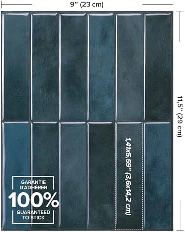 Smart Tiles Peel and Stick backsplash, Stacked Petrol Blue - Image 3