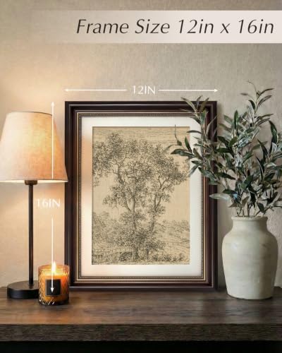 VIYYIEA Vintage Wall Art Framed, Oak Tree Sketch Landscape Prints 12×16 in - Image 2