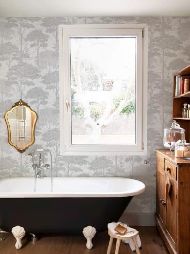 Ismoon Grey Peel Stick Wallpaper Forest Mural Toile Stick on Wallpaper - Image 4