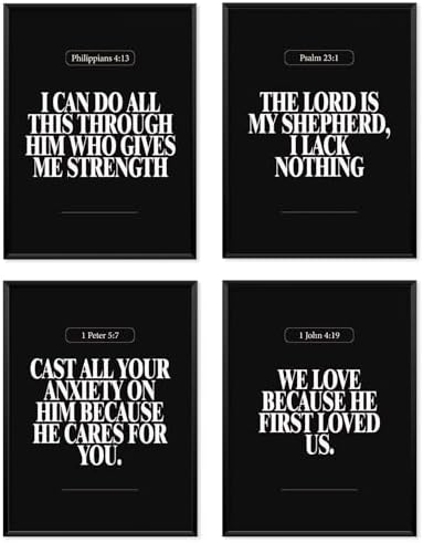 Locomiss Black Christian Modern Bible Verse Wall Art Decor Posters by Unknown