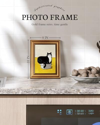 VIYYIEA Vintage Gold Framed Wall Art, Cat in a Box, 10L x 8W - Image 2