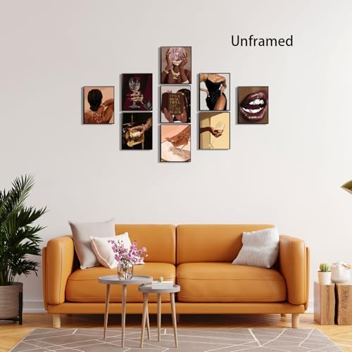 XIANGRUI Black Girl Posters Wall Art Set of 9, African American Woman black art - Image 4