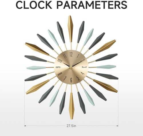 Cuspin Large Wall Clock Mid Century Modern Colorful Starburst Clock 28Inch - Image 6