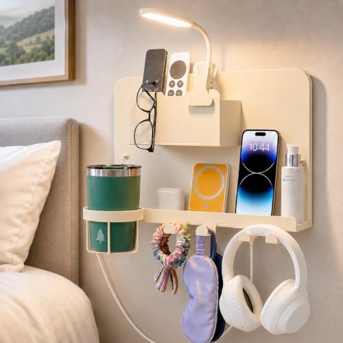 Floating Bedside Wall Shelf, Metal Wall Organizer by ODCPN