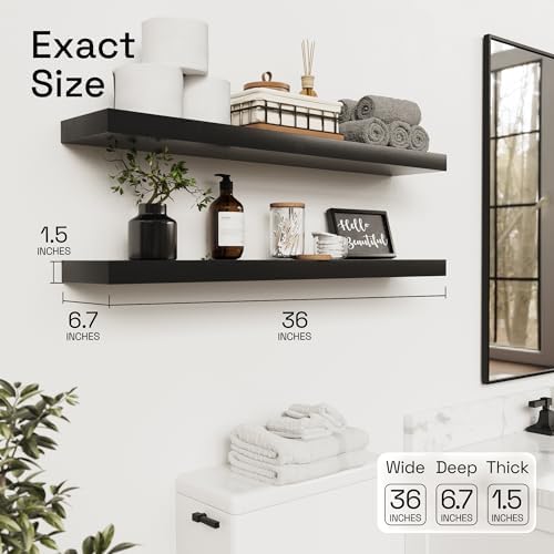 Solid Wood Floating Shelves for Wall 36 Inches Long - Image 3