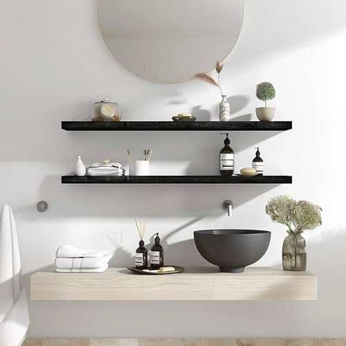 YYWUOJJ Wood Floating Shelves for Wall Decor, Rustic Wall Shelves for Bedroom - Image 2