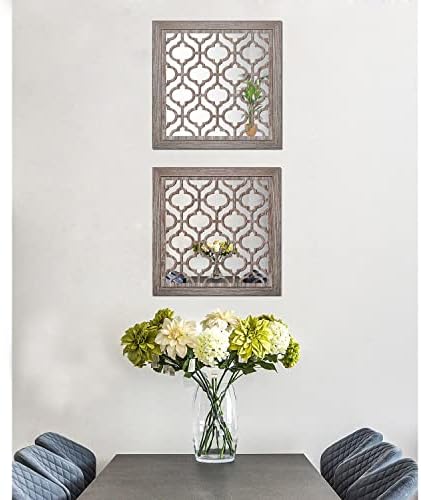 Yudarte 2pcs Set Square Moroccan Cutout Wall Mirror Decor - Image 6