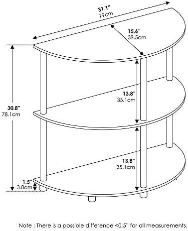 Furinno FRANS Toolless Half Round 3-Tier Entryway Table - Image 3