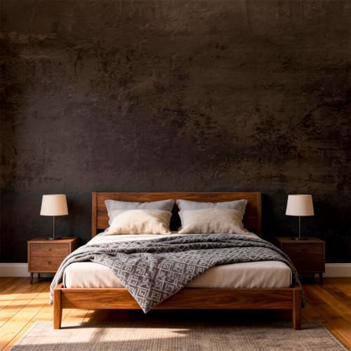 Bumoo Brown Peel and Stick Limewash Wallpaper 16'' x 590'' Coffee Concrete - Image 2