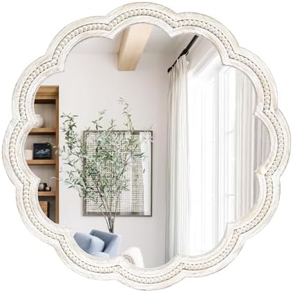 24 Inch Round Wall Mirror, Decorative Farmhouse Boho Mirror by UPPER+DECOR