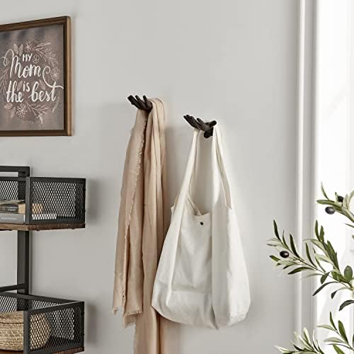 Danya B. "Palms Up Dark Brown Cast Iron Wall Mount Hook Set, Entryway Hooks or - Image 4