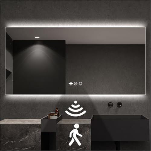 72 in. W x 36 in. H Large LED Bathroom Mirror, Top & Bottom Backlit by nolsia