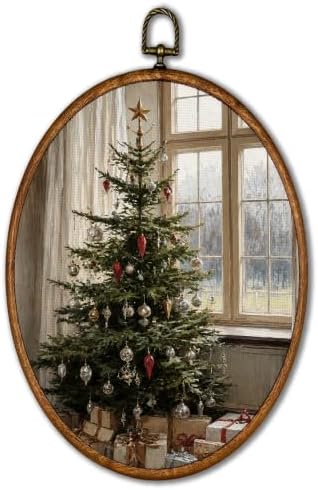 KSDUT Vintage Antique Christmas Tree Oval Wall Art 8.6"x11.4" by KSDUT
