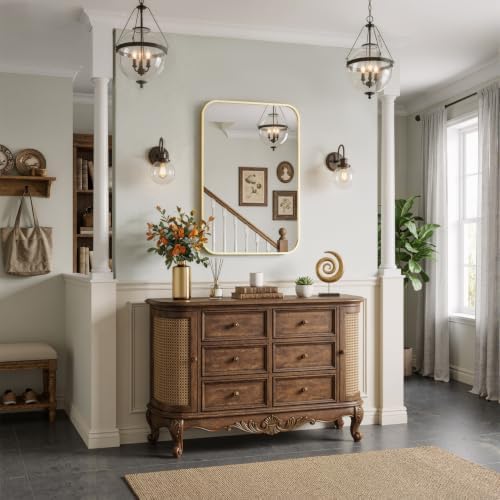 20"x30" Bathroom Mirror for Over Sink, Brushed Gold Rectangle Vanity Mirror - Image 2