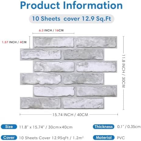COMSTICKC 3D Peel and Stick Faux Brick Wall Panels - Image 5