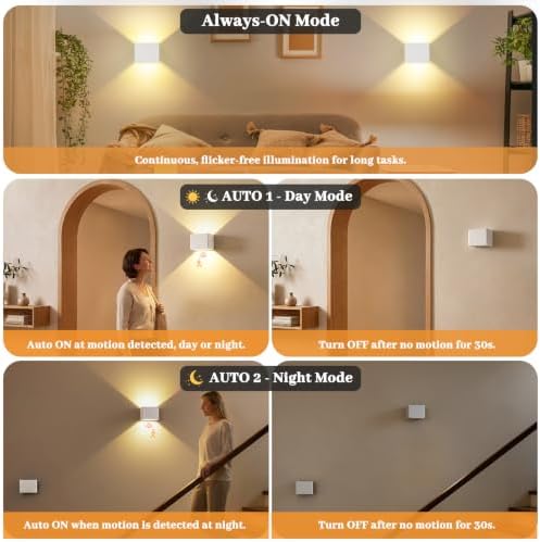 Rechargeable Motion Sensor Wall Lights, Cordless Battery Wall Sconces - Image 2