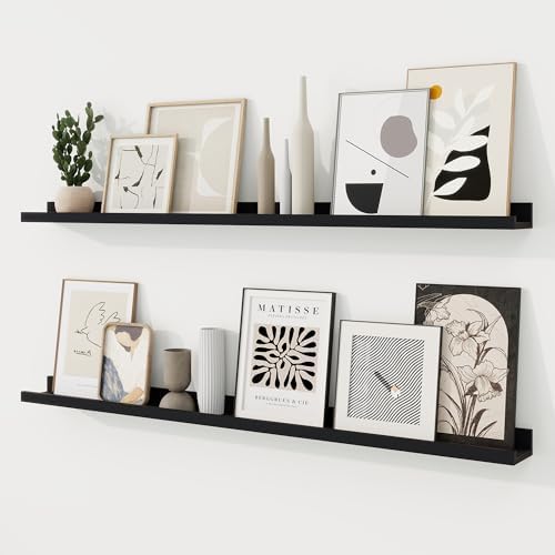 RICHFOCUS Picture Ledge Shelf, 48 inch Floating Shelves Set of 2, Wood Wall by RICHFOCUS