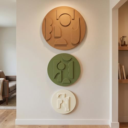 3D Textured Round Modern Abstract Boho Wall Art - Image 5