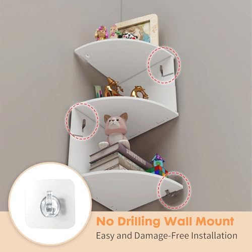 ShellKingdom Corner Shelf Wall Mount, 5 Tier Corner Bookshelf, Floating Display - Image 5