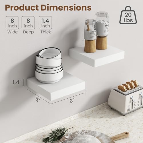 8Inch Square Floating shelves for Wall, 8In Deep, Invisible Brackets - Image 3