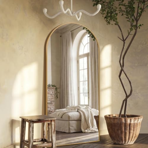 76"×35" Floor Mirror Full Length Arched Full Length Mirror Gold - Image 2