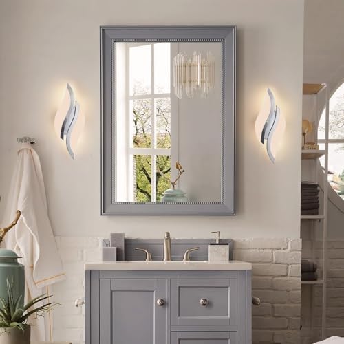 CANEOE Modern LED Wall Sconce 6000K Chrome Indoor Wall Light Fixtures Acrylic - Image 2