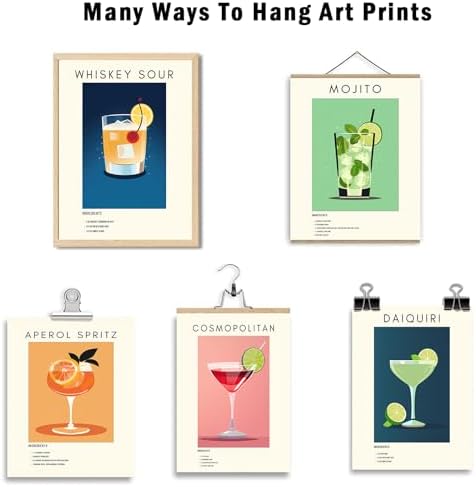 Retro Cocktail Poster Bar Wall Art, Classic Cocktail Wall Decor Set of 12 - Image 3