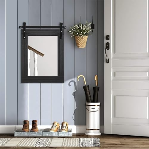 AAZZKANG Black Framed Wall Mirror Large Barn Door Style Wood Mirrors Rectangle - Image 7