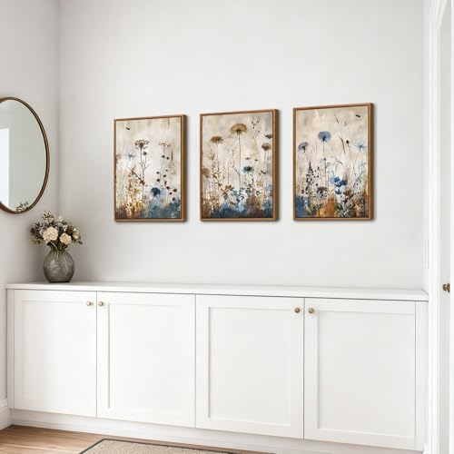 WENGTIAO 3 Pcs Vintage Framed Canvas Wall Art Prints Nature Flowers 12"x16" - Image 3