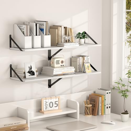 Heimlove 20W x 12D Deep Floating Shelves Set of 2 White - Image 5