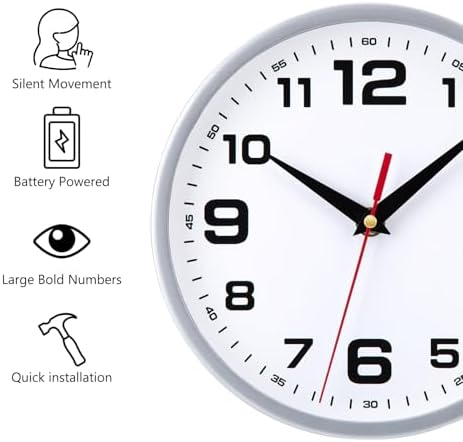 Wall Clock Silent Non-Ticking 8 Inch Clocks Battery Operated - Image 2