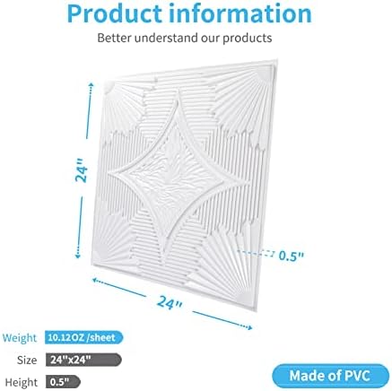 Art3d 24-Pack Waterproof 3D Drop Ceiling Tiles, 24 x 24 in - Image 3
